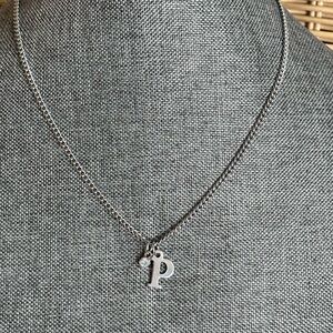 NWT Dainty Silver Letter P Initial Necklace